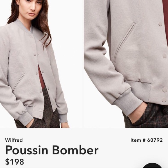 Aritzia Wilfred Poussin Bomber Grey XXS Excellent Condition Discontinued - Picture 4 of 6